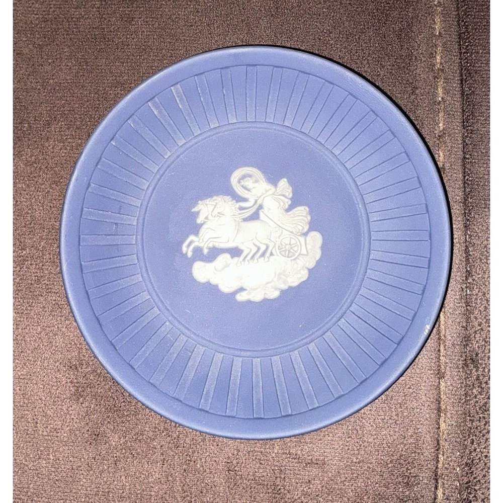 Vintage Wedgwood England Jasperware Blue Pin Tray Classical Theme 4.5